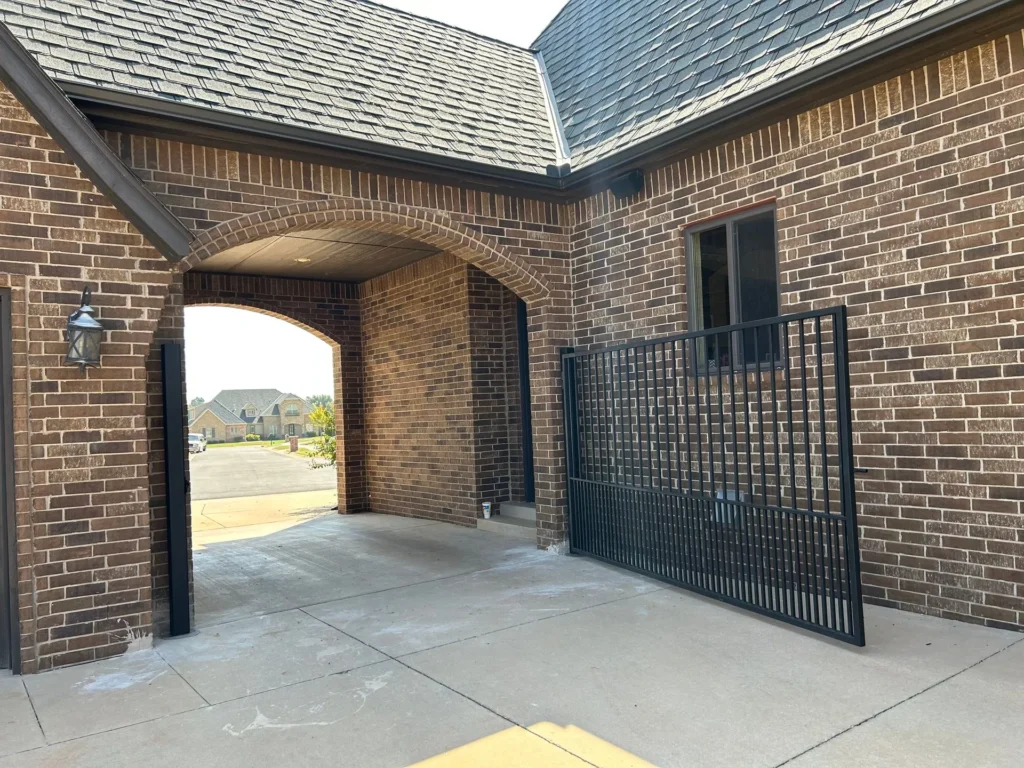 black gate door open
