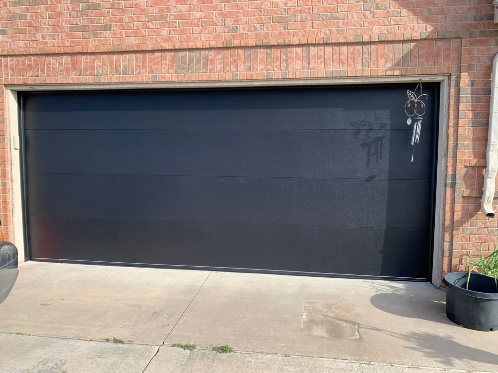 black garage door